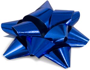 Llaç de cinta metal·litzada brillant, colo blau.